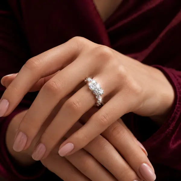 bague fleur zircon femme argent