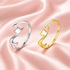 bague délicate chat argent ajustable