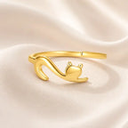 bague femme argent ajustable chat