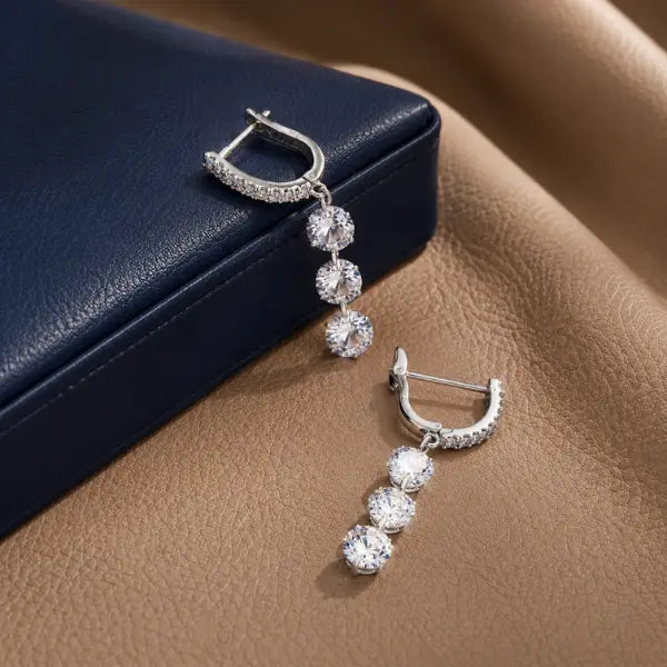 boucles d’oreilles cascade cristal femme