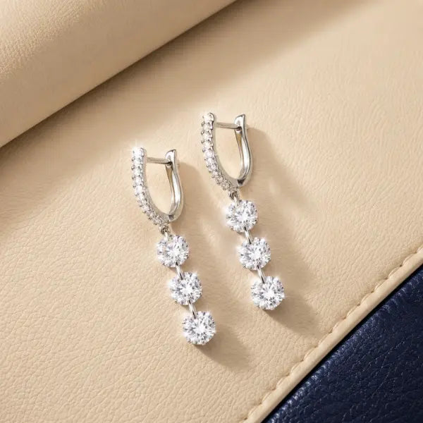 boucles d’oreilles femme argent cascade zircon