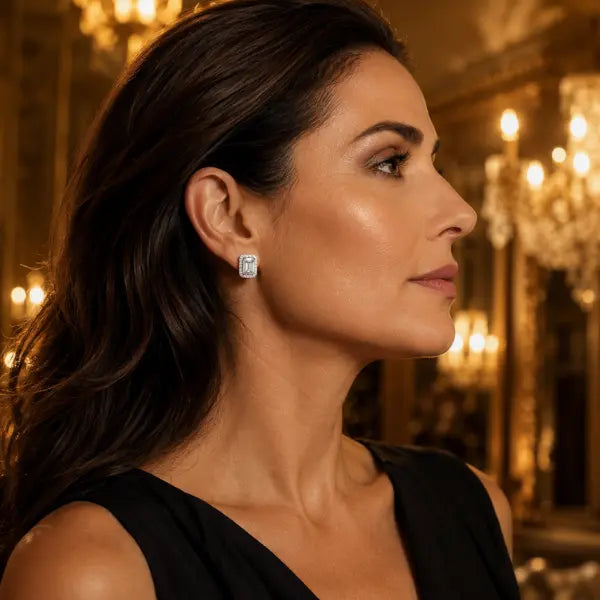 boucles d’oreilles moissanite émeraude femme