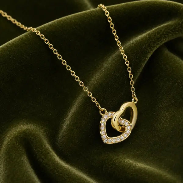 collier femme élégant coeur double