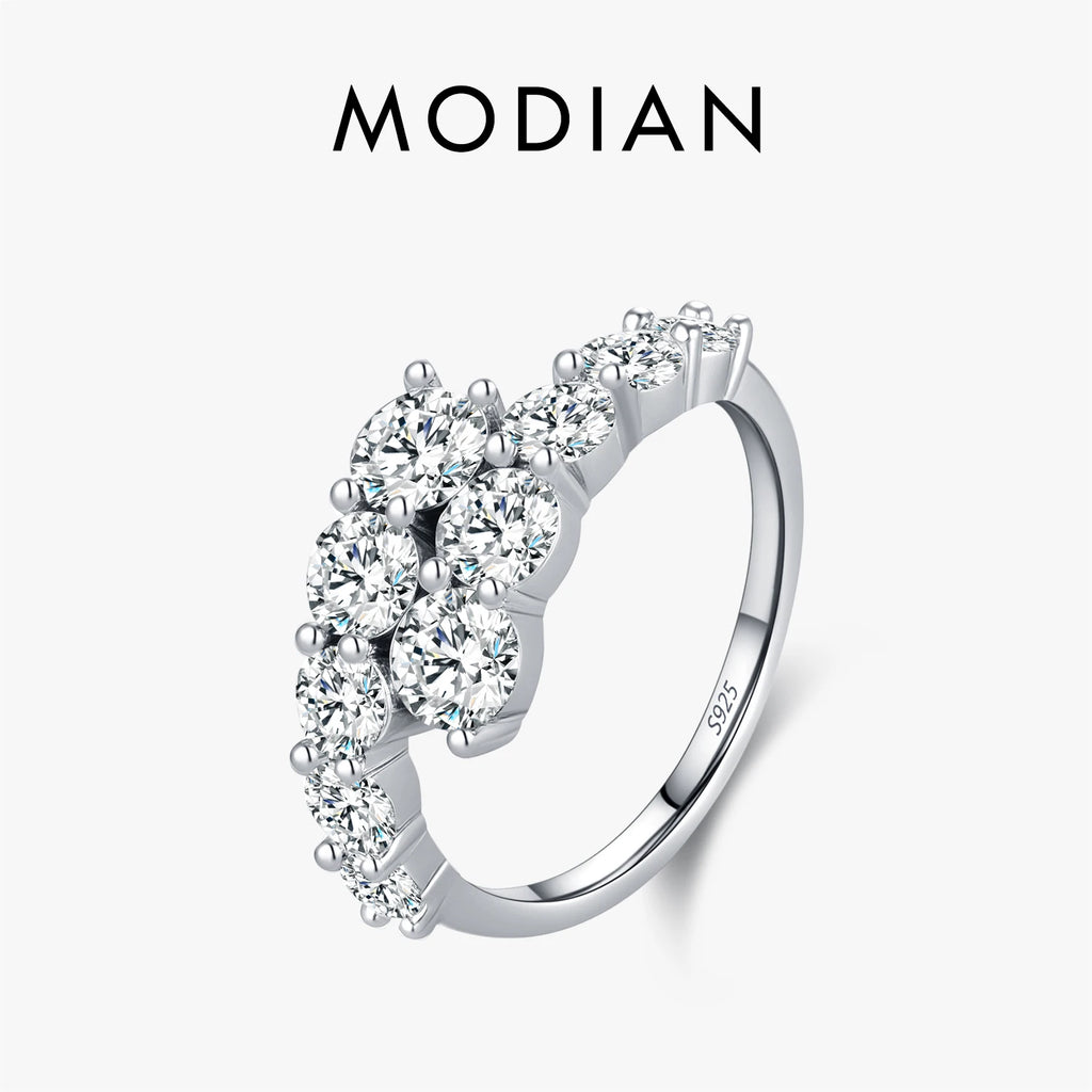 Bague Femme Argent Éclat Floral Zircon Élégance