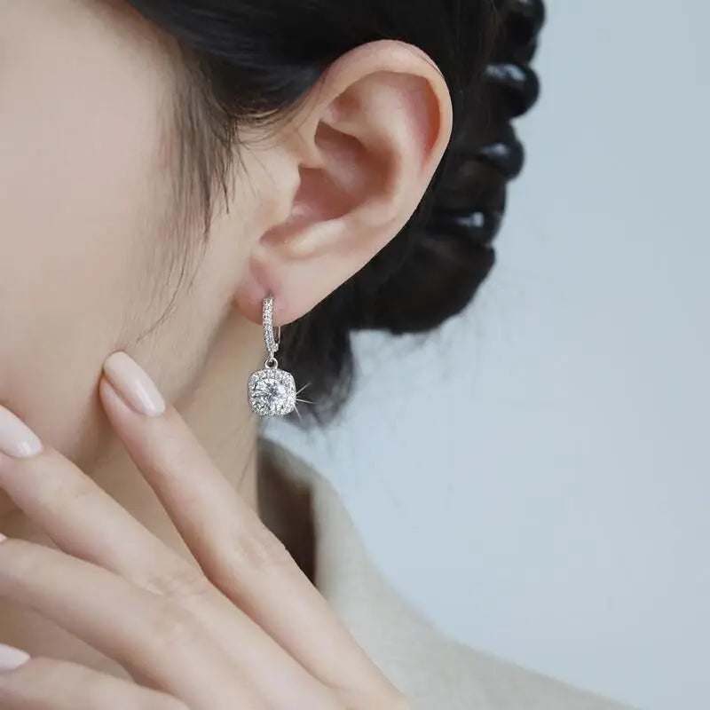 Boucles d'Oreilles Femme Argent Étoile Lumière Moissanite
