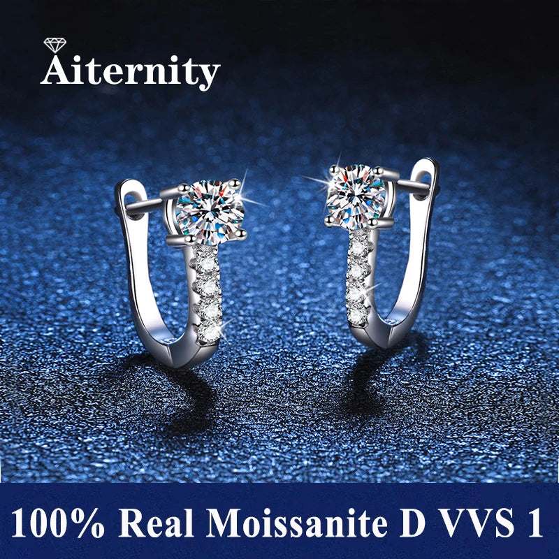 Boucles d'Oreilles Femme Argent Étoile Lumière Moissanite