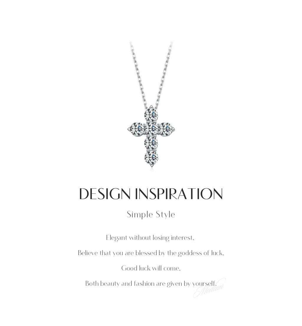 Collier Femme Argent Croix Moissanite Éclat Signature