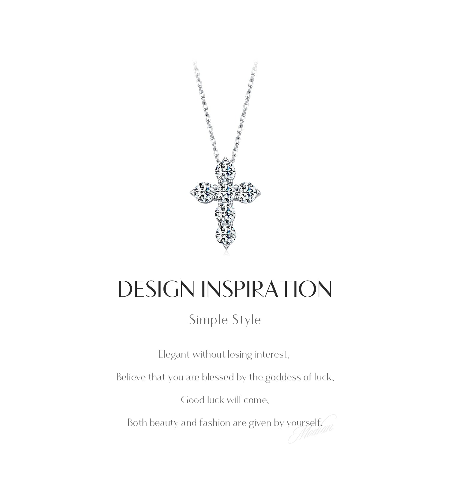 Collier Femme Argent Croix Moissanite Éclat Signature