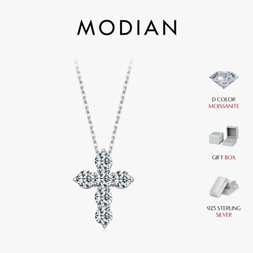 Collier Femme Argent Croix Moissanite Éclat Signature