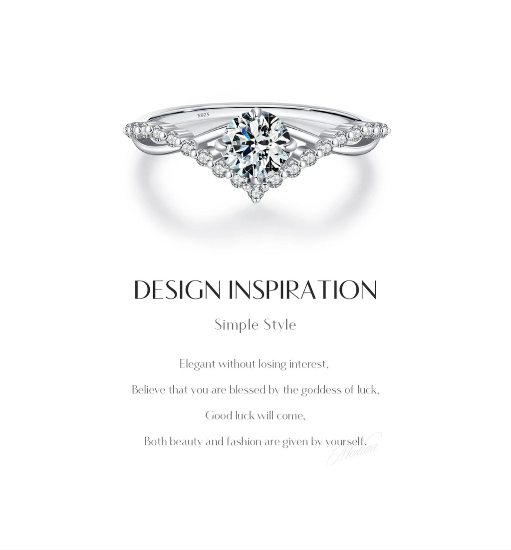 Bague Femme Argent Couronne Éclat Moissanite