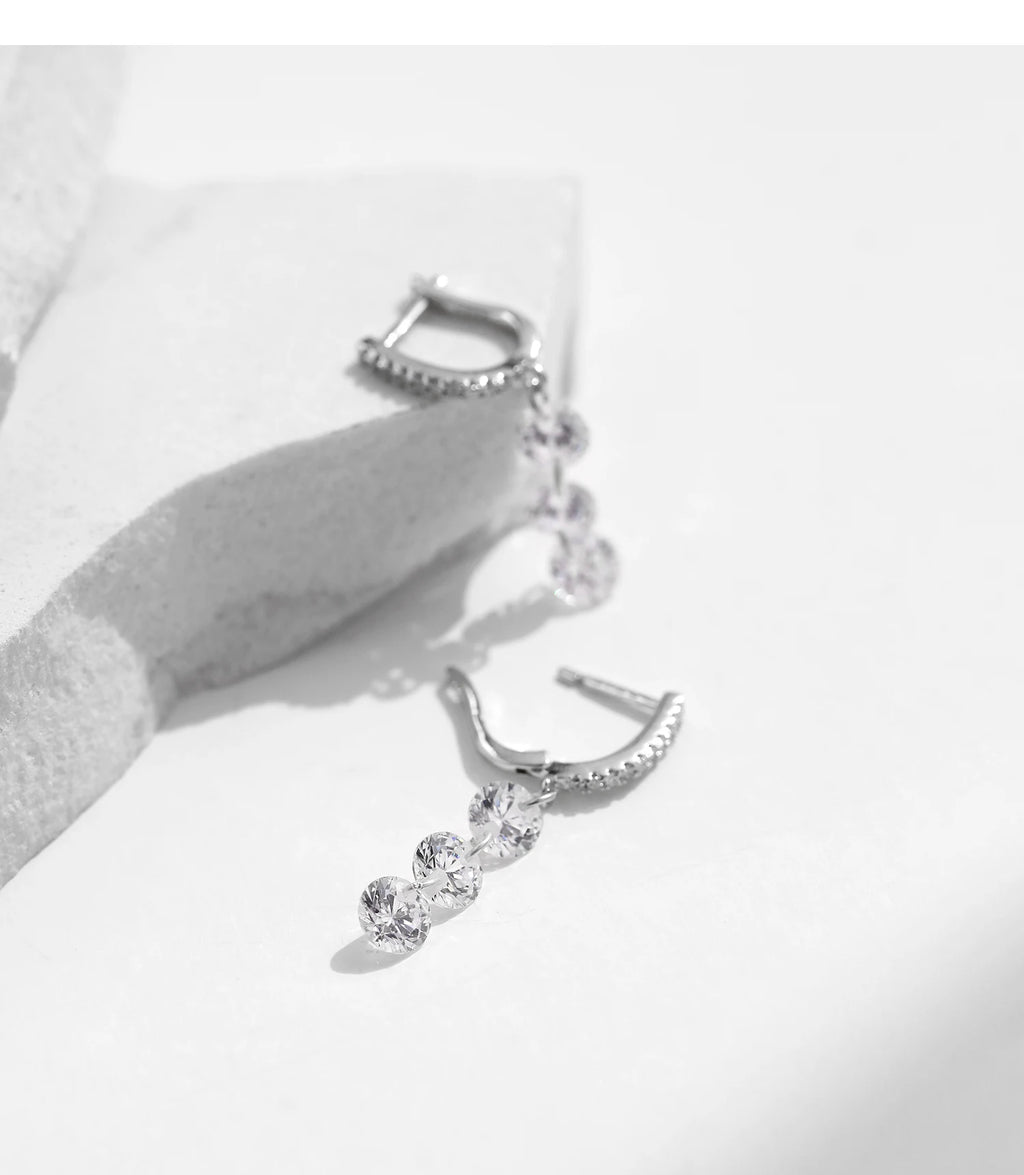 Boucles d’Oreilles Femme Argent Cascade Éclat Cristal