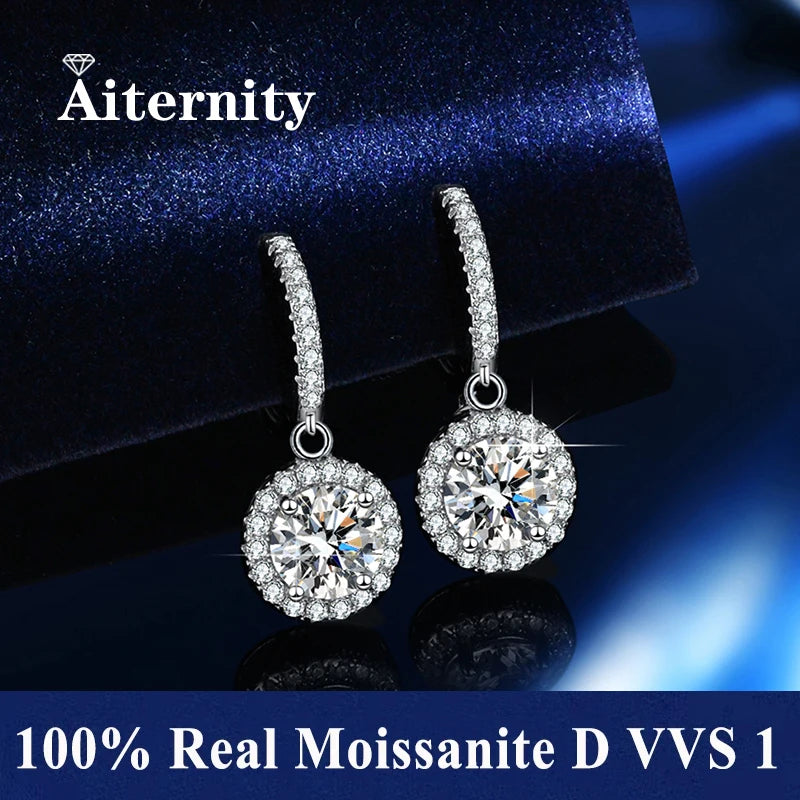 Boucles d'Oreilles Femme Argent Étoile Lumière Moissanite