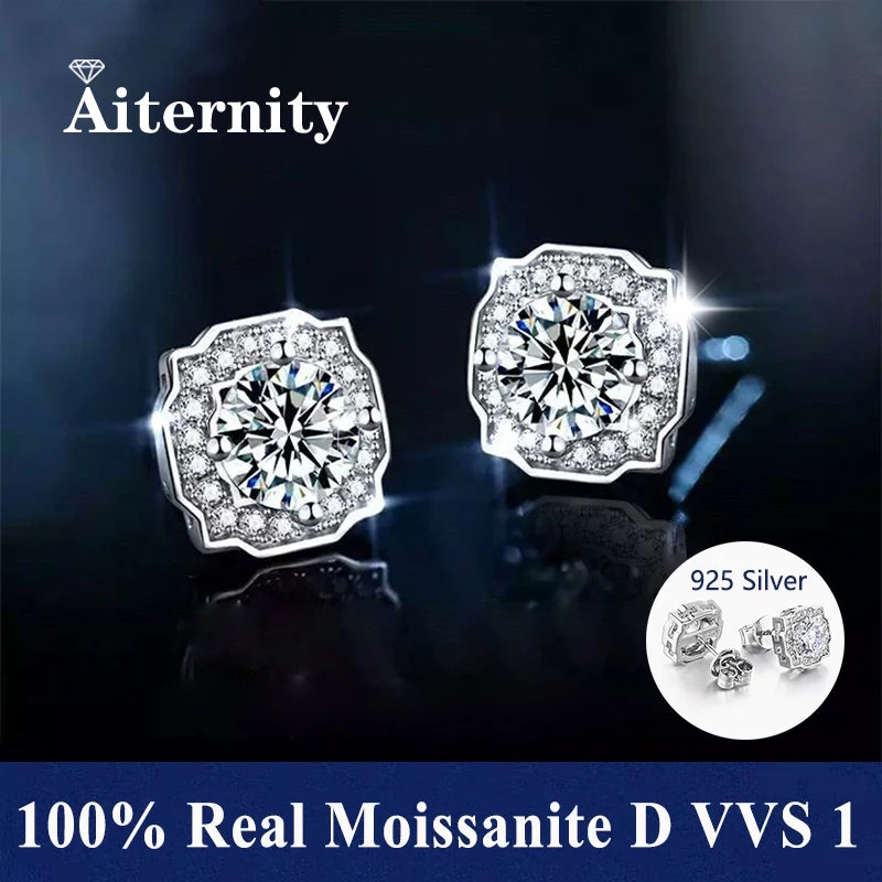 Boucles d'Oreilles Femme Argent Étoile Lumière Moissanite