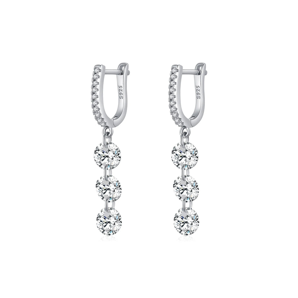 Boucles d’Oreilles Femme Argent Cascade Éclat Cristal