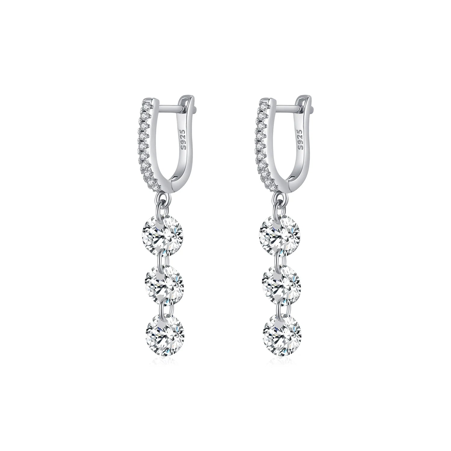 Boucles d’Oreilles Femme Argent Cascade Éclat Cristal