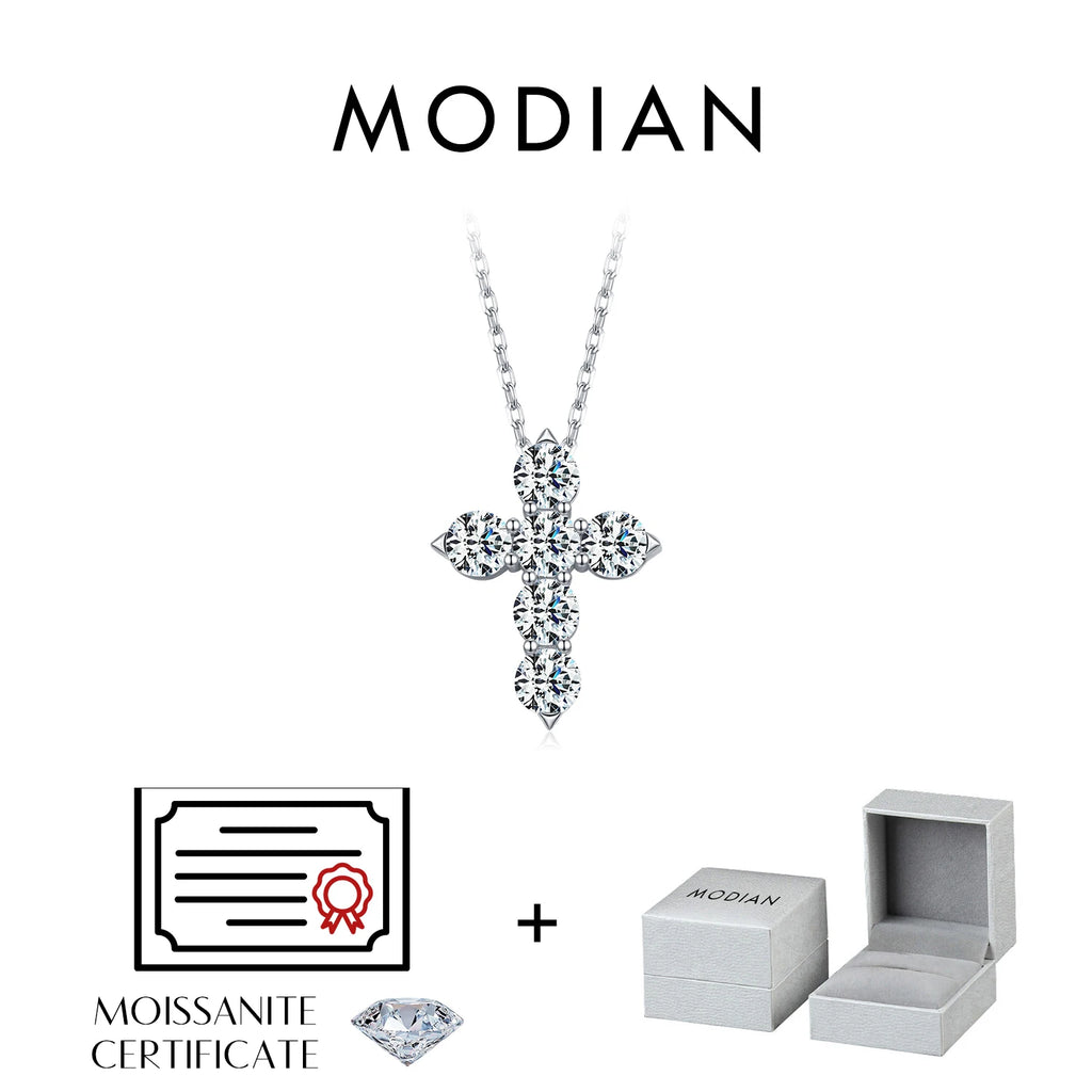 Collier Femme Argent Croix Moissanite Éclat Signature