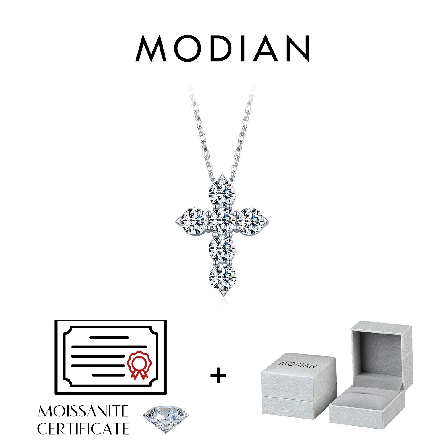 Collier Femme Argent Croix Moissanite Éclat Signature