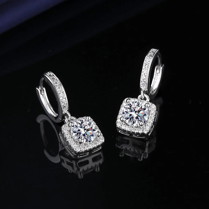 Boucles d'Oreilles Femme Argent Étoile Lumière Moissanite