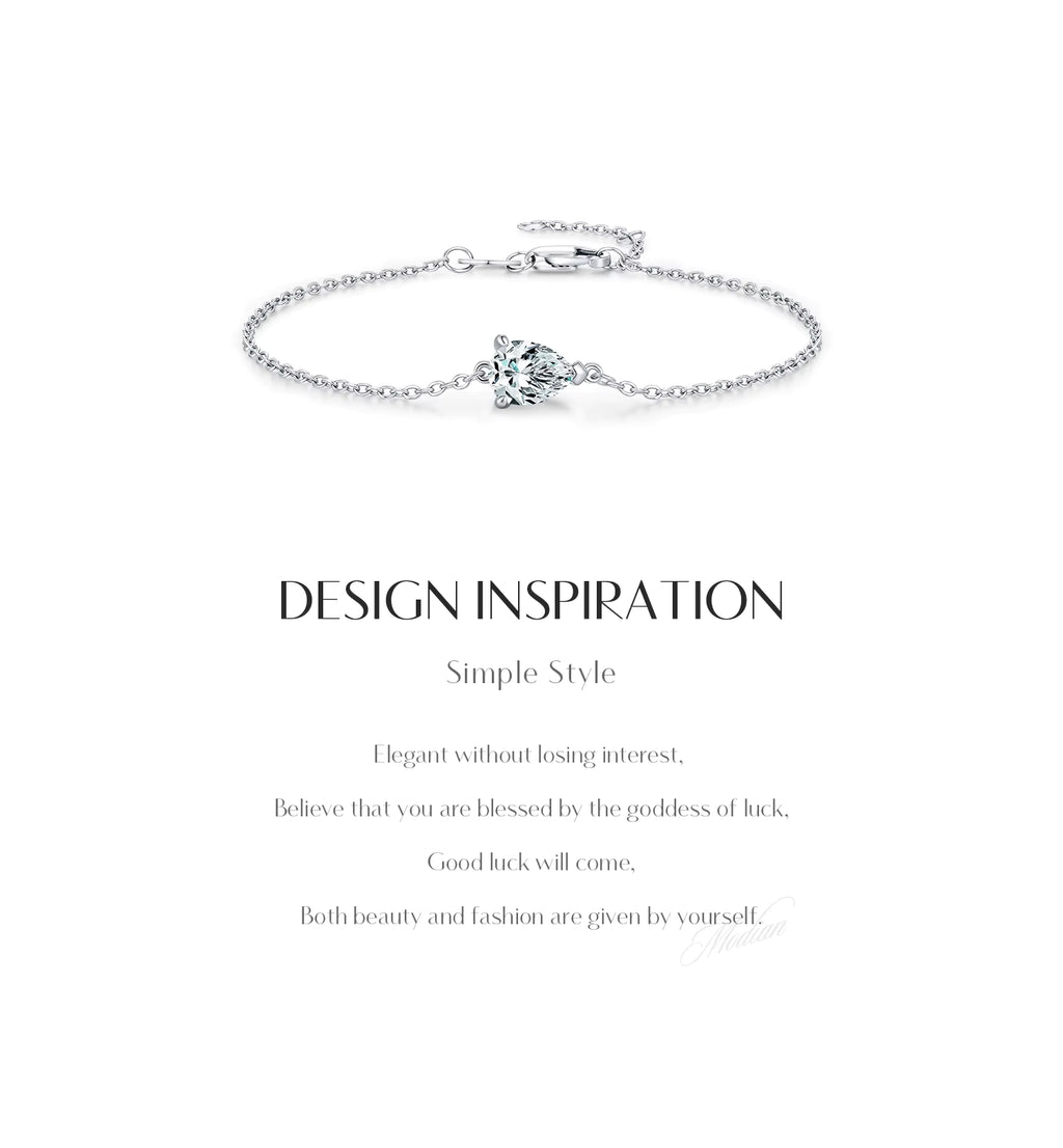 Bracelet Femme en Argent Moissanite Goutte Prestige