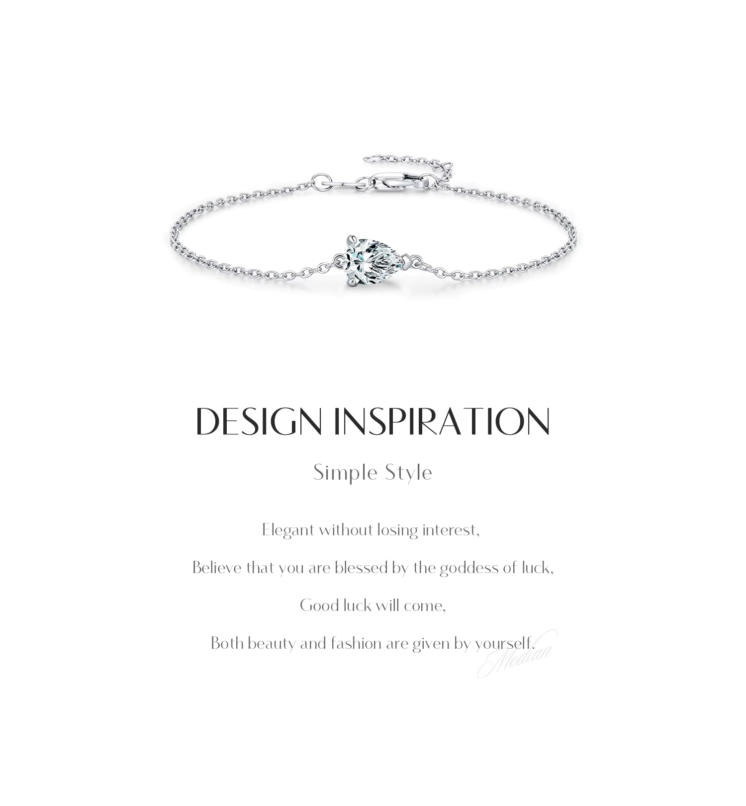 Bracelet Femme en Argent Moissanite Goutte Prestige
