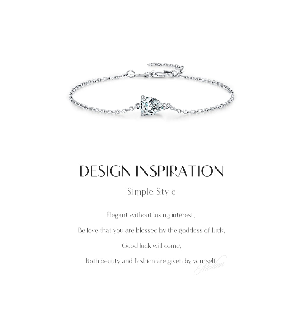Bracelet Femme en Argent Moissanite Goutte Prestige