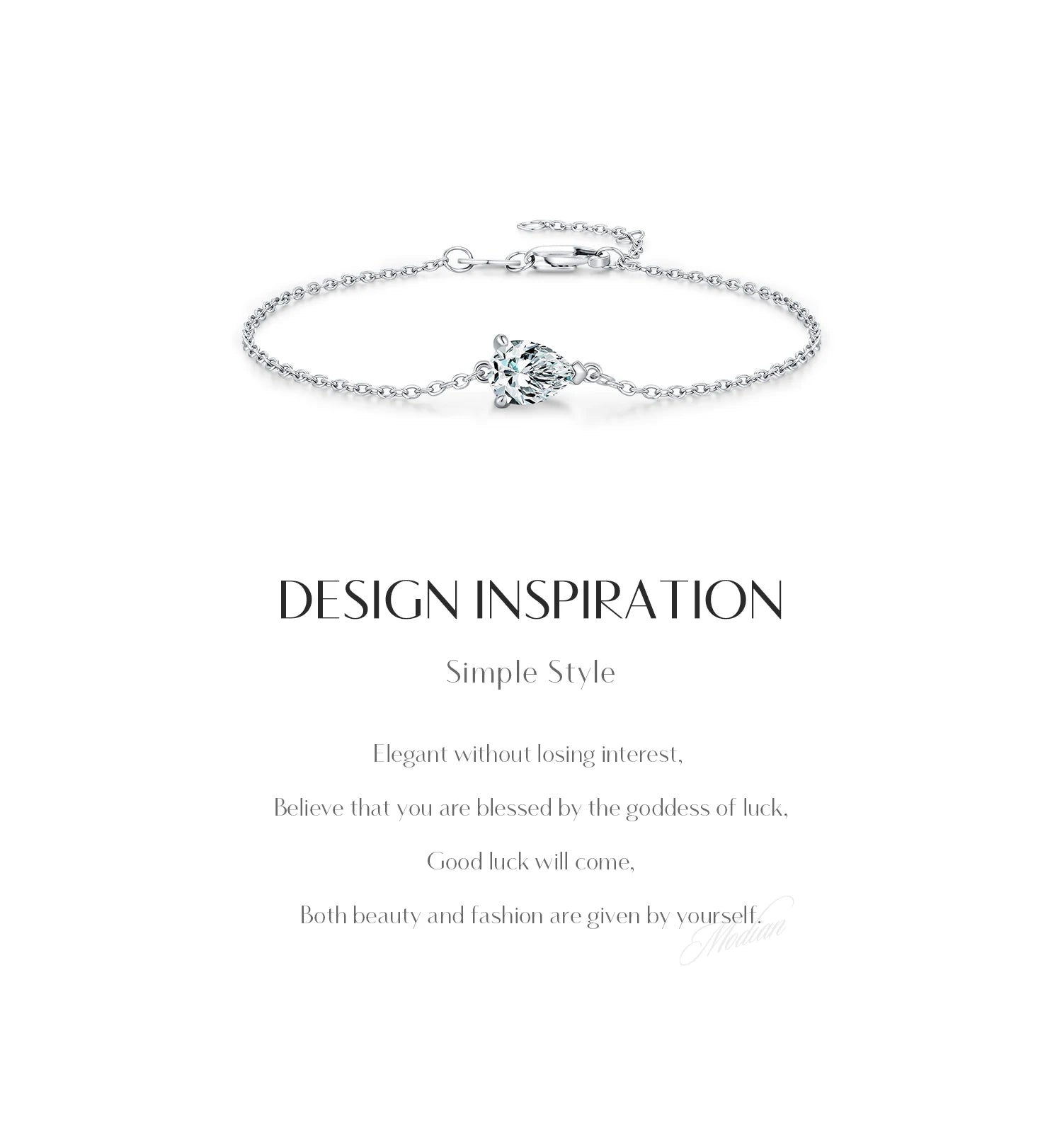 Bracelet Femme en Argent Moissanite Goutte Prestige