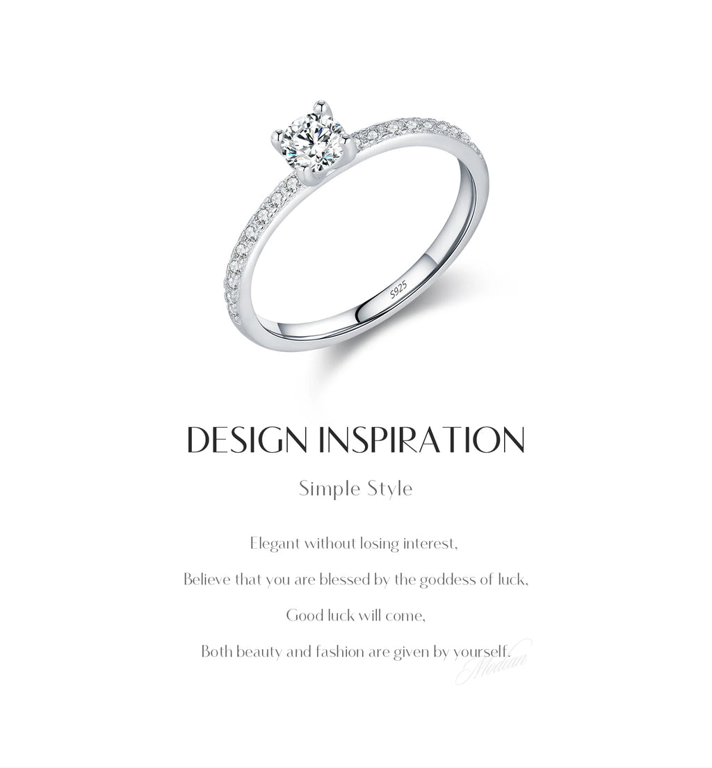 Women's Silver Solitaire Moissanite Pure Light Ring