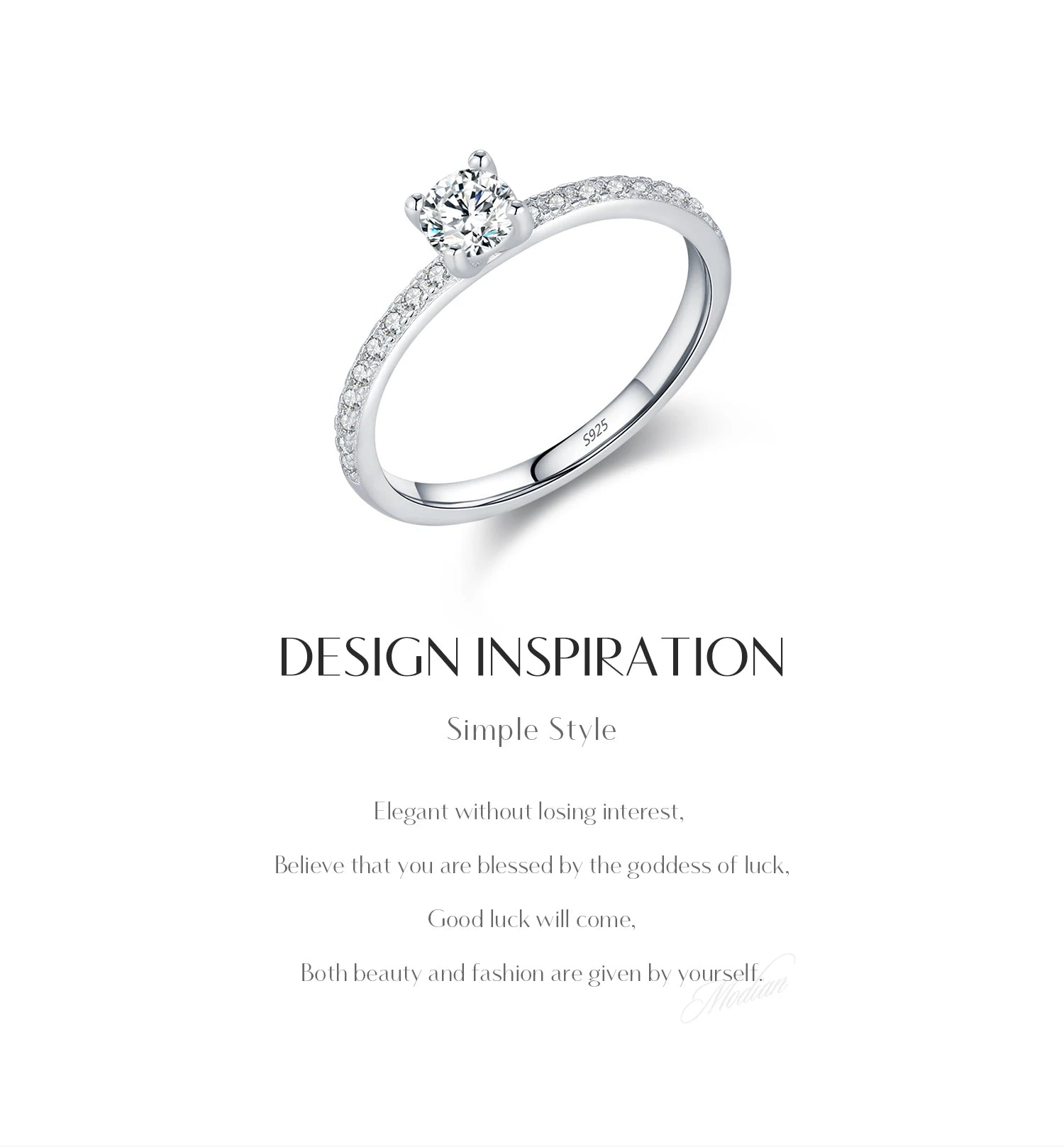 Women's Silver Solitaire Moissanite Pure Light Ring