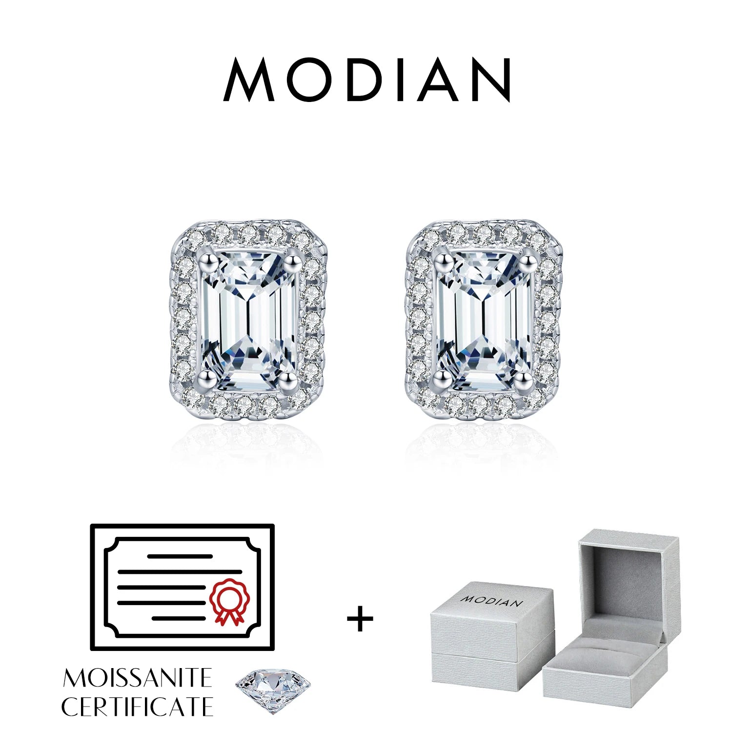 Boucles d’Oreilles Femme Argent Moissanite Émeraude Prestige