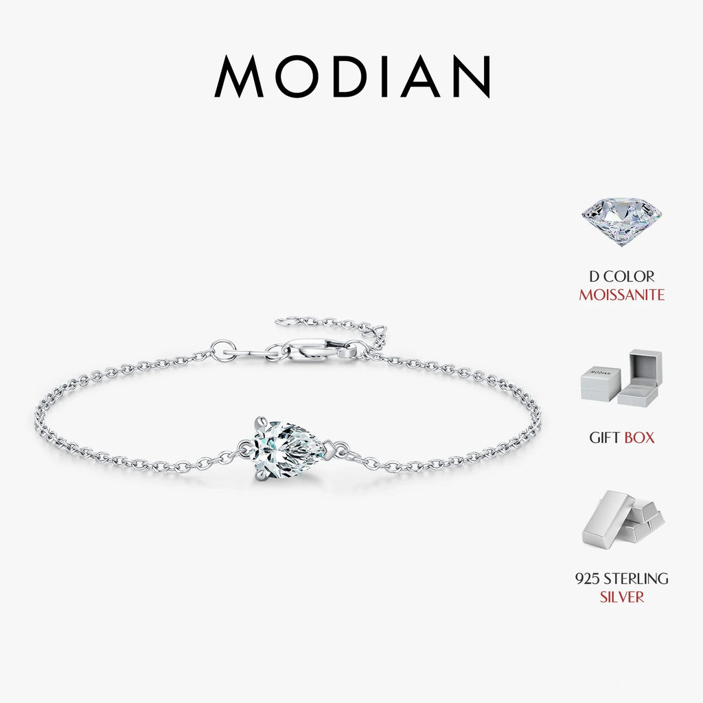 Bracelet Femme en Argent Moissanite Goutte Prestige