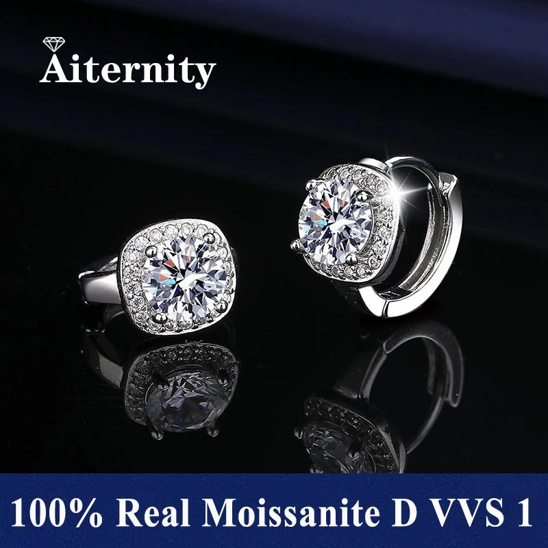 Boucles d'Oreilles Femme Argent Étoile Lumière Moissanite
