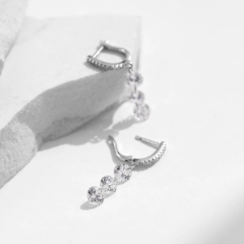 Boucles d’Oreilles Femme Argent Cascade Éclat Cristal