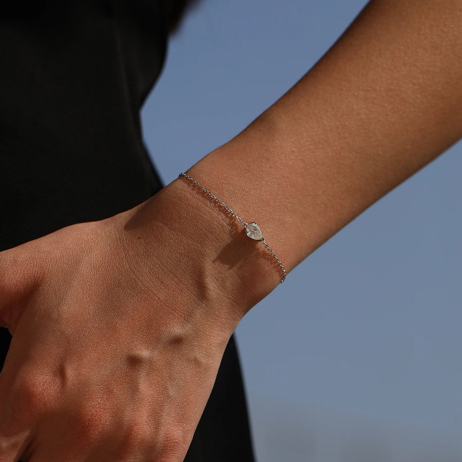 Bracelet Femme en Argent Moissanite Goutte Prestige