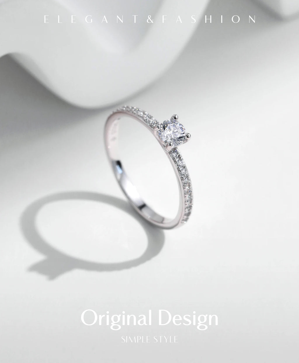 Women's Silver Solitaire Moissanite Pure Light Ring