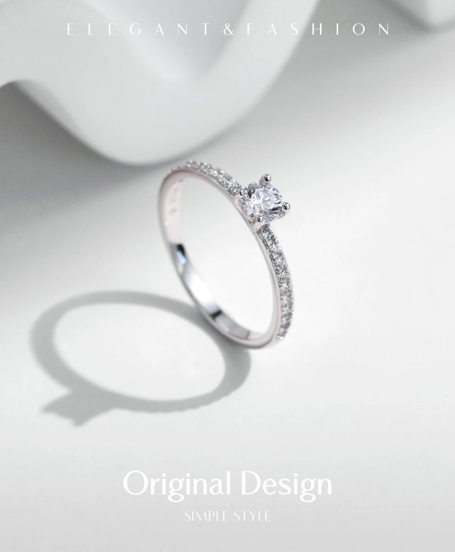 Women's Silver Solitaire Moissanite Pure Light Ring
