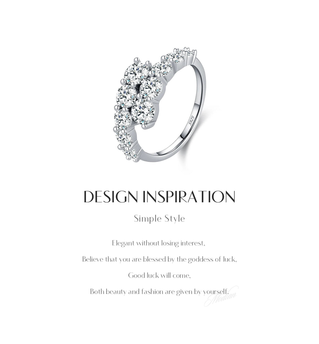Bague Femme Argent Éclat Floral Zircon Élégance