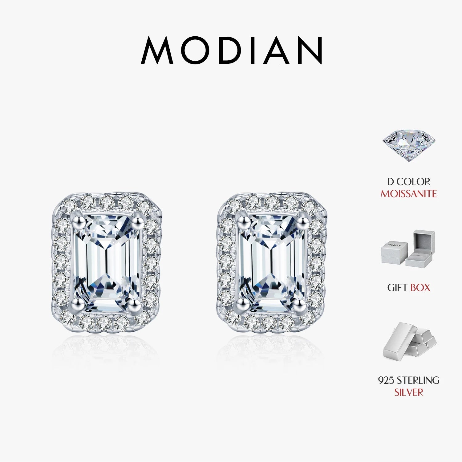 Boucles d’Oreilles Femme Argent Moissanite Émeraude Prestige