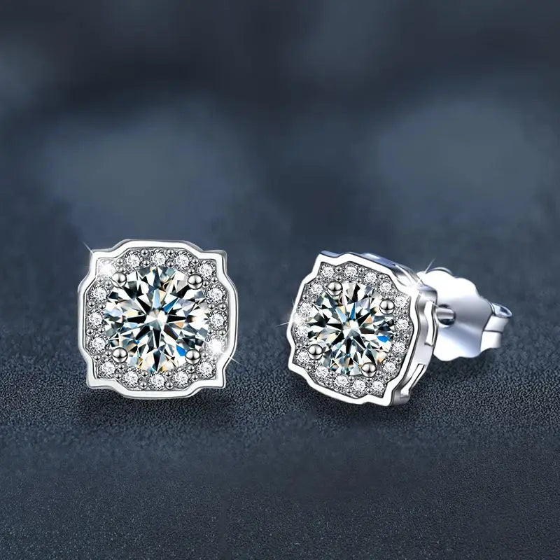 Boucles d'Oreilles Femme Argent Étoile Lumière Moissanite