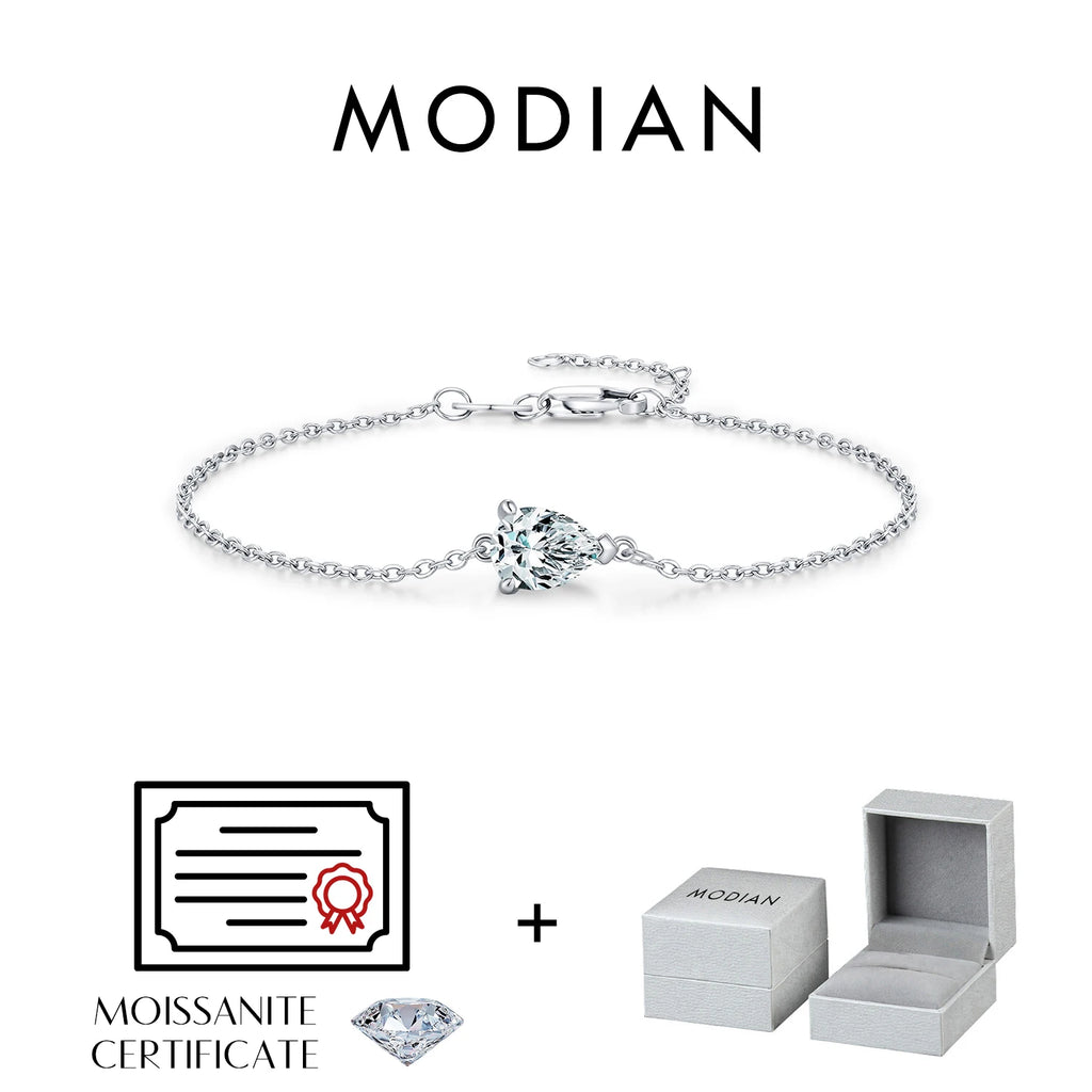 Bracelet Femme en Argent Moissanite Goutte Prestige