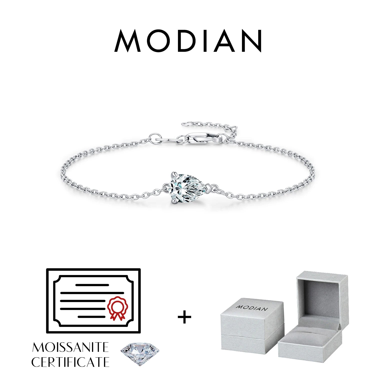 Bracelet Femme en Argent Moissanite Goutte Prestige