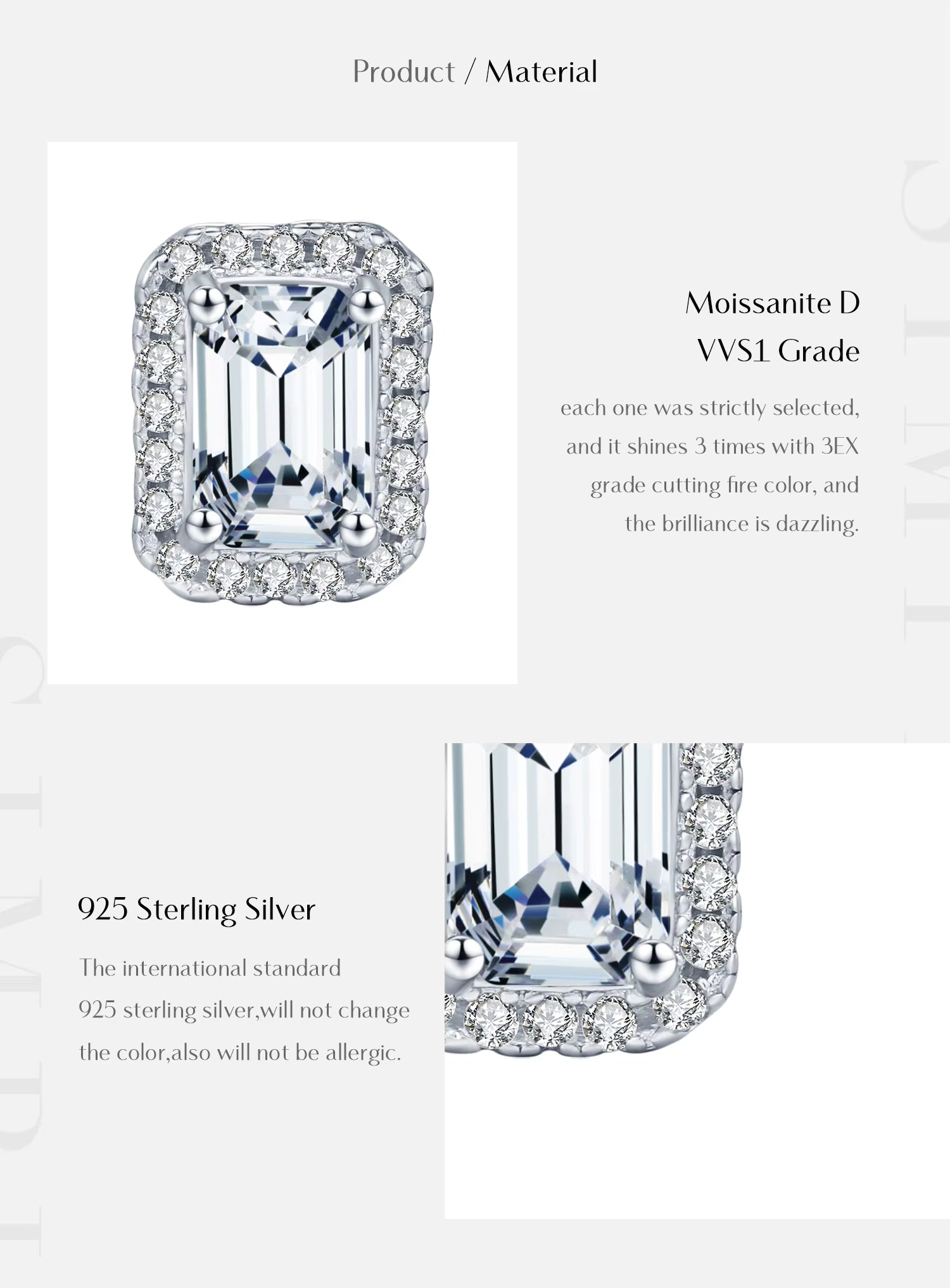 Boucles d’Oreilles Femme Argent Moissanite Émeraude Prestige