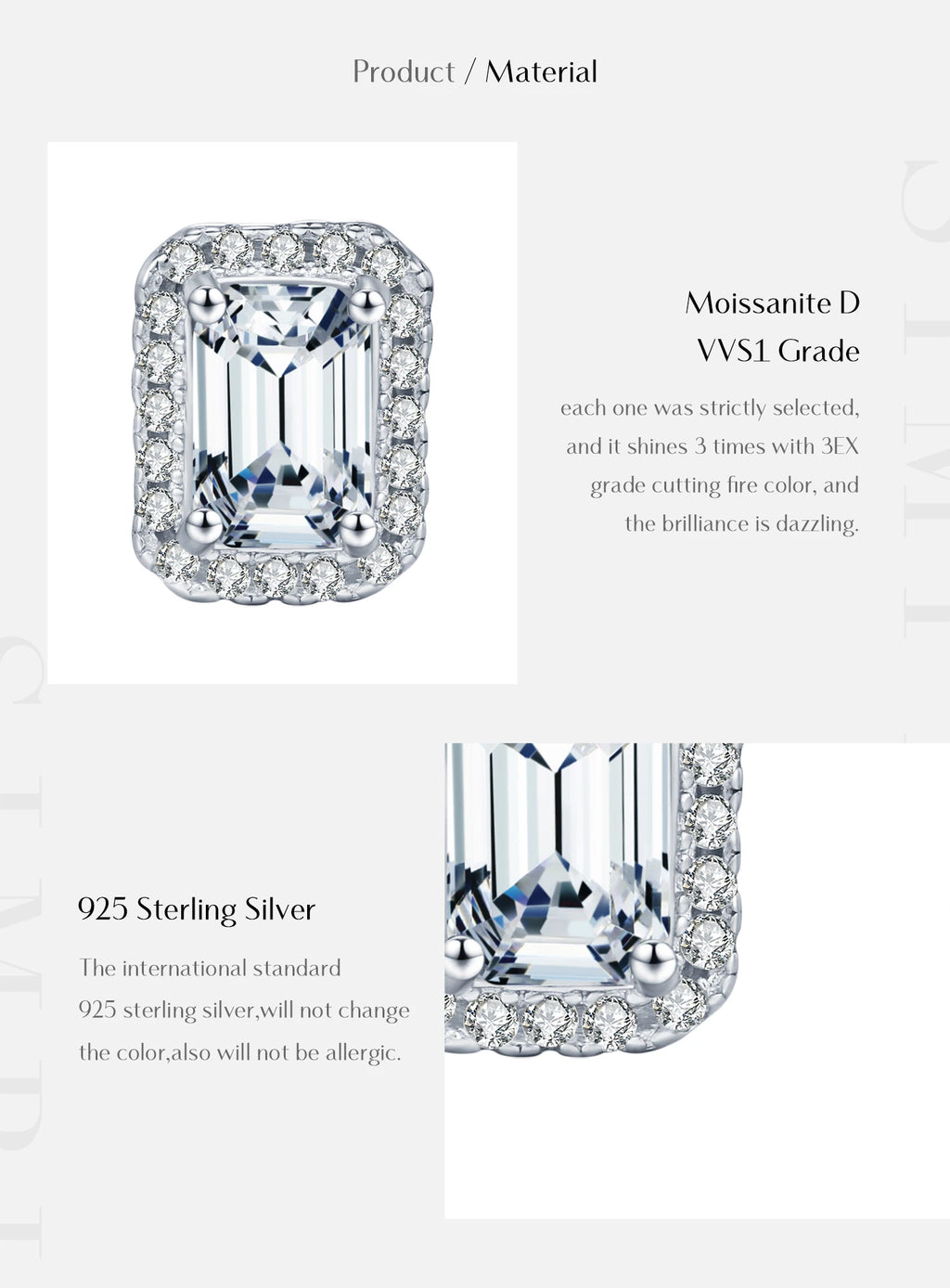 Boucles d’Oreilles Femme Argent Moissanite Émeraude Prestige