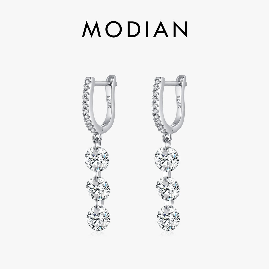 Boucles d’Oreilles Femme Argent Cascade Éclat Cristal