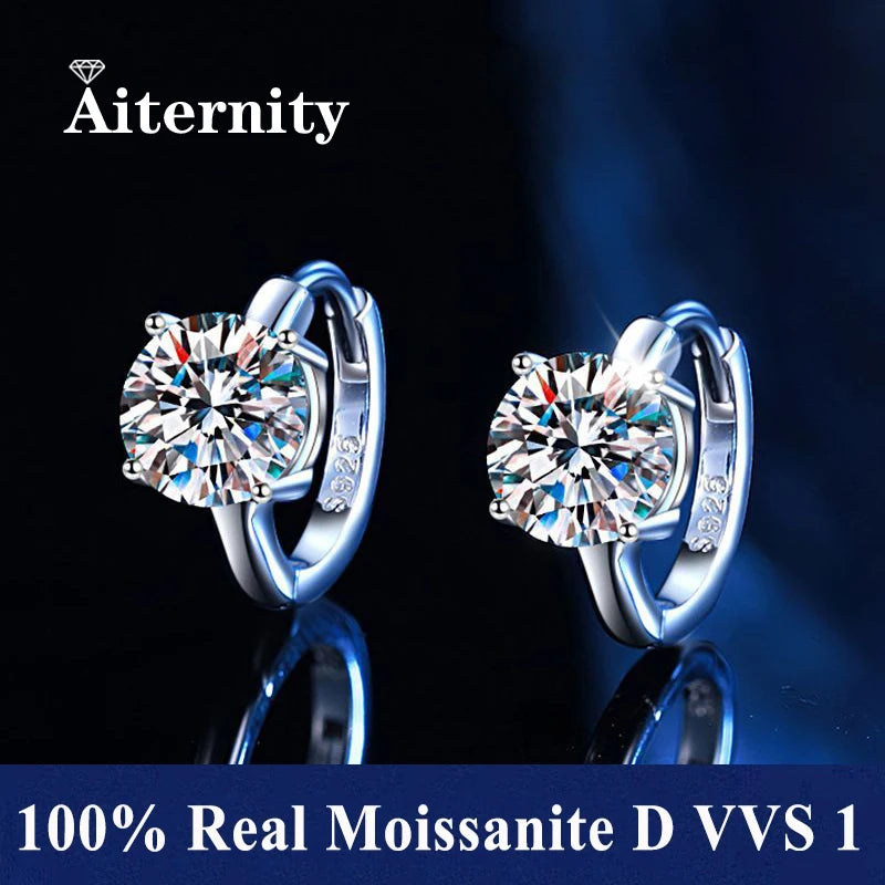 Boucles d'Oreilles Femme Argent Étoile Lumière Moissanite