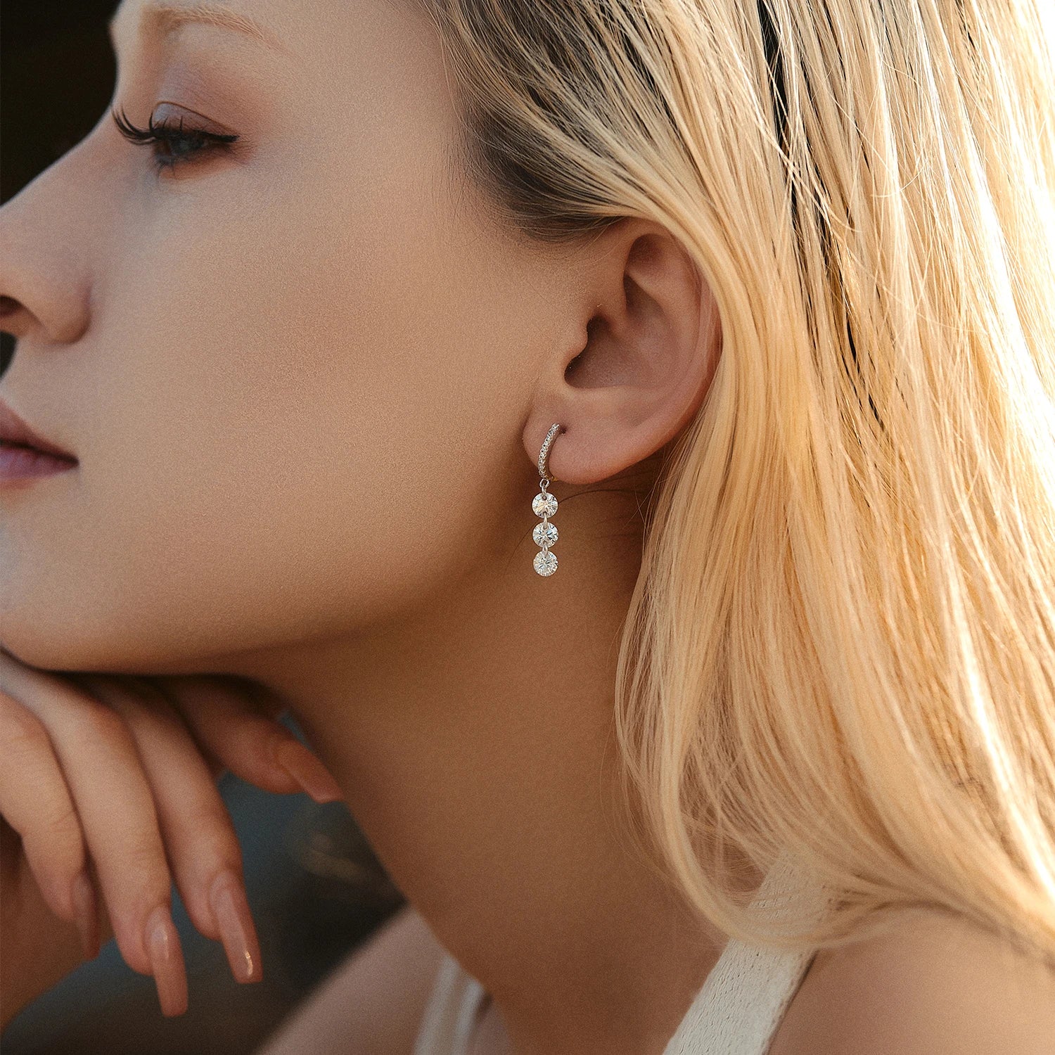 Boucles d’Oreilles Femme Argent Cascade Éclat Cristal