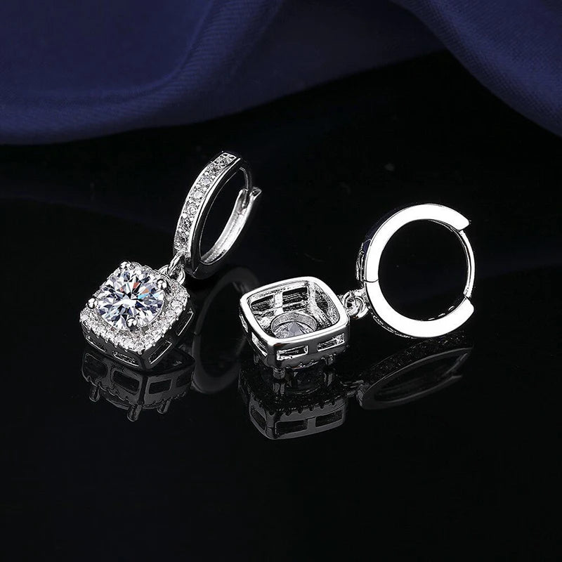 Boucles d'Oreilles Femme Argent Étoile Lumière Moissanite