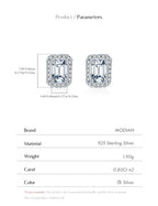 Boucles d’Oreilles Femme Argent Moissanite Émeraude Prestige