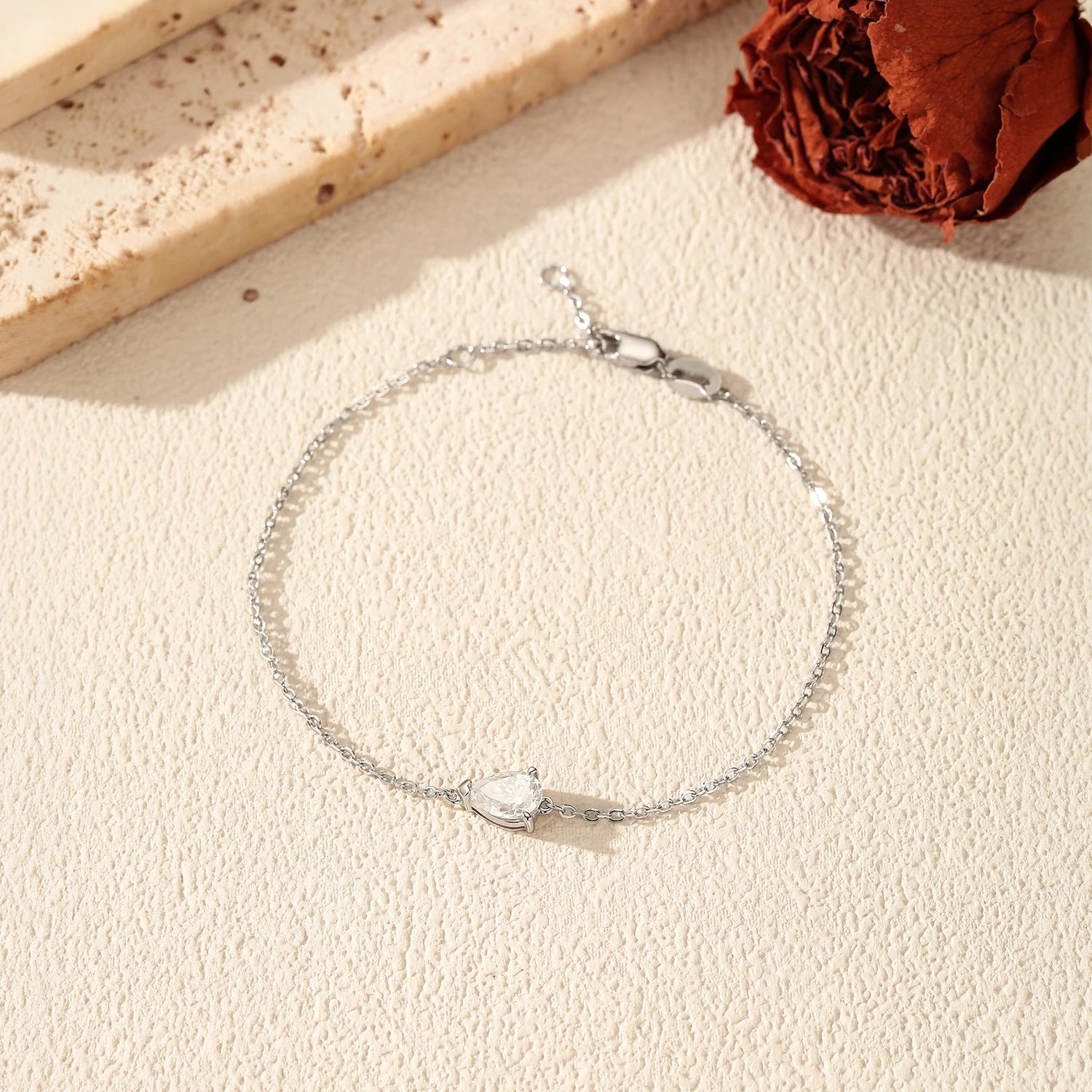 Bracelet Femme en Argent Moissanite Goutte Prestige