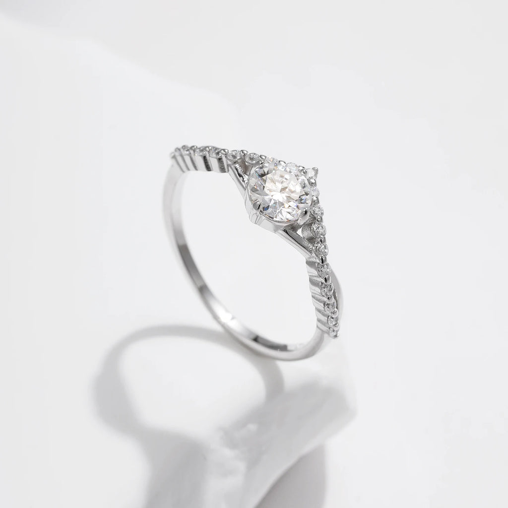 Bague Femme Argent Couronne Éclat Moissanite