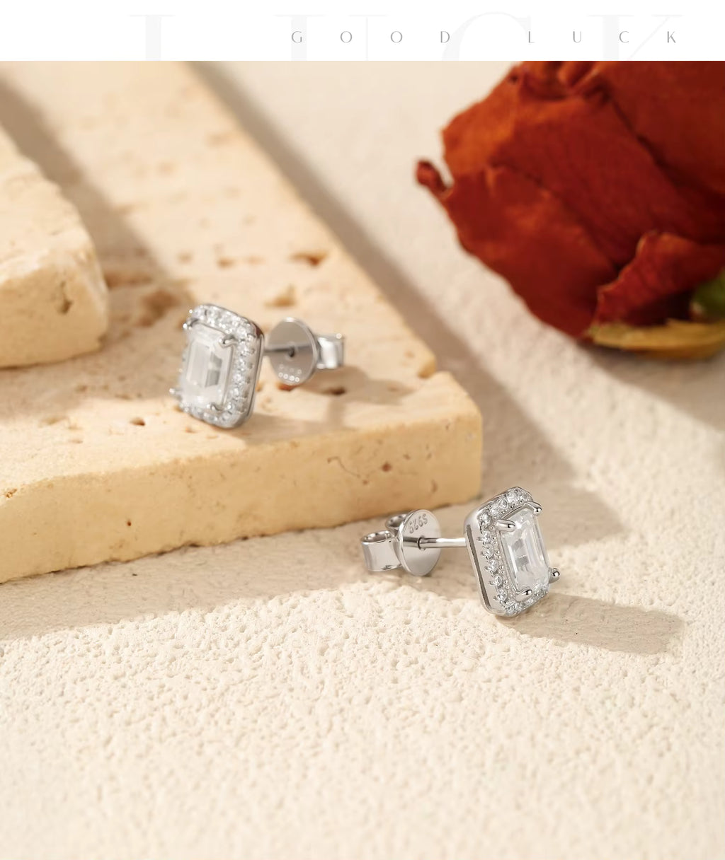 Boucles d’Oreilles Femme Argent Moissanite Émeraude Prestige